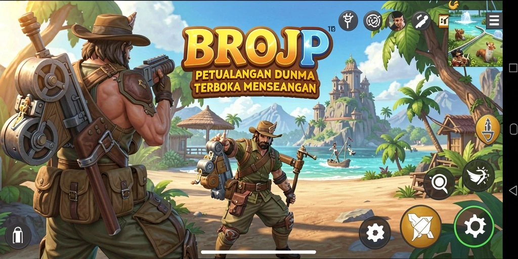 Screenshot menampilkan aksi seru dalam dunia terbuka BROJP.
