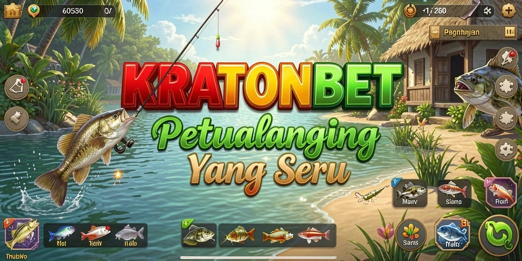 Tampilan gameplay menarik dalam KRATONBET dengan suasana memancing yang seru.