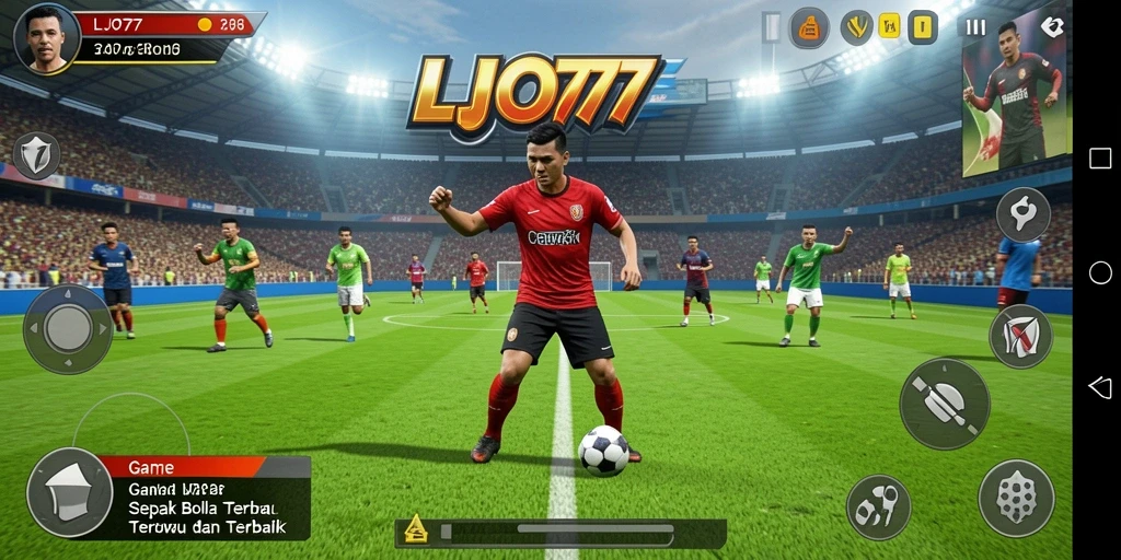 Tampilan gameplay menarik dari LJO777 dengan aksi sepak bola yang dinamis.