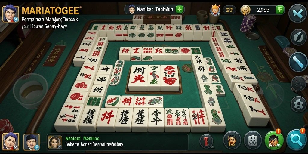 Tampilan gameplay MARIATOGEL dengan ubin Mahjong yang beragam dan menarik.