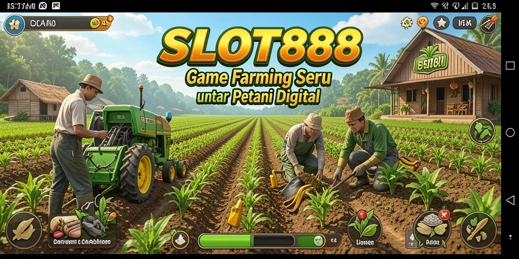 Screenshot utama SLOT88 menampilkan aktivitas bercocok tanam yang seru.