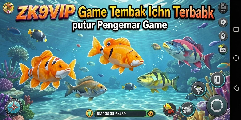 Screenshot utama ZK9VIP menampilkan aksi menembak ikan yang seru.